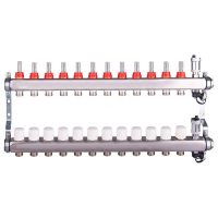 Группа коллект. AQUALINK с расходомерами, сливным краном и автомат. возд-ком, нерж. сталь 1quot;х12х3/4quot;