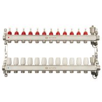 Группа коллекторная ONDO нерж сталь 12 вых. с автомат. воздухоотвод., расход. и термостат. клапанами
