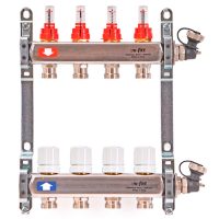 Группа коллекторная Uni-Fitt 1quot;х12 вых 3/4quot; с расходомерами и термостат. вентилями, нерж. сталь