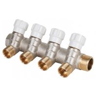 Коллектор латунный с регулирующими вентилями 3/4quot;x1/2quot; 4 вых