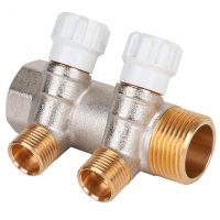 Коллектор латунный с регулирующими вентилями MVI 1quot;x1/2quot; 2 вых.