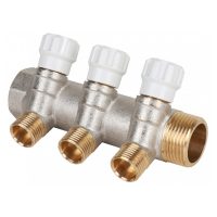 Коллектор латунный с регулирующими вентилями MVI 1quot;x1/2quot; 3 вых.