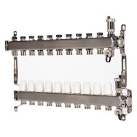 Коллектор Royal Thermo нерж. в сборе универсальный 1quot; ВР-3/4quot; НР с автомат. воздухоотвод-ми 10 вых.